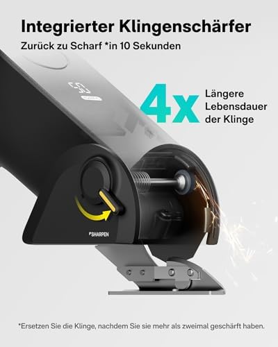 HOTO EdgeFlow Electric Cardboard Cutter, 3PC Self-Sharpening Durable Titanium Blades, Smart Display Cordless Electric Scissors, Boost Mode & Tool-Free Blade Swap, for Cardboard, Fabric, Carpet, DIY