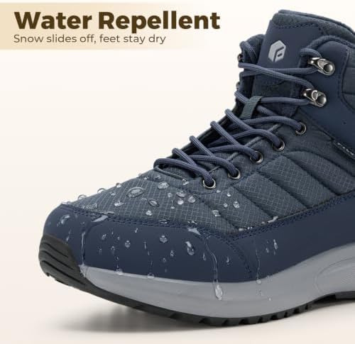 FitVille Men's Winter Boots Extra Wide, Water Resistant with Side Zipper, Non-Slip Warm Insulated Snow Outdoor Boots, Easy On/Off Comfortable