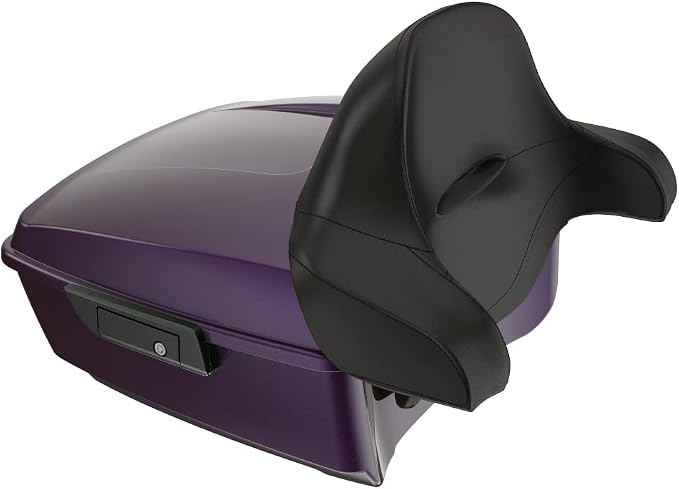 Advanblack Road Glide Tour Trunk Pack Hard Candy Mystic Purple Flake King Tour Trunk Pack Luggage +Wrap-Around Backrest Pad for '97-'25 Harley Touring Road King Street Glide Electra Glide CVO models