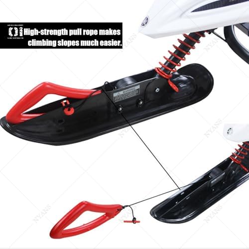 NYANS Ski Sled Slider Board/Snow Racer Sled with Steering Handle with Responsive Steering & Shock-Absorbing Column, Heavy Duty Long-Lasting Steel Frame Snow Sled for Kids Green