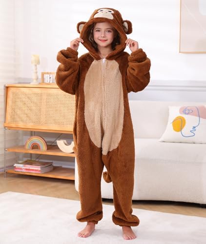 Animal Onesie Pajamas for Kids, Soft Flannel Halloween Cosplay Costume for Boys Girls