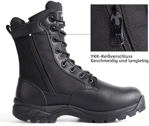 Men's Military Tactical Work Boots with Side Zipper, Puncture Resistant, Desert Combat, Army Jungle, 8 Inch Lightweight Hiking Boots