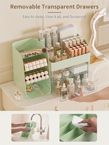 Booklov Small Makeup Organizer for Vanity Countertop, Green