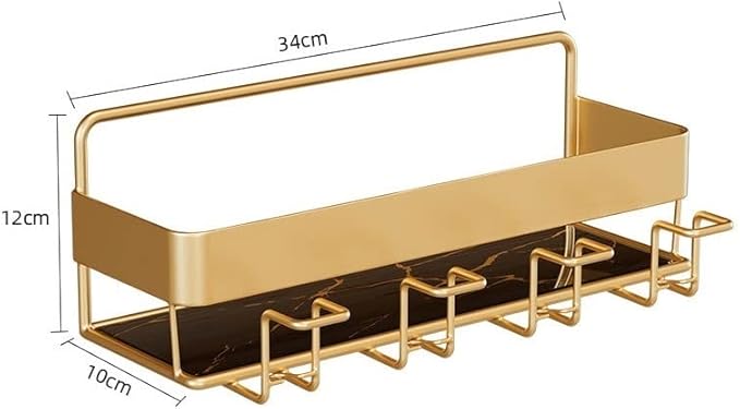 Toothbrush Rack Nordic Light Luxury Wall-Mounted Metal Toothbrush Holder Multifunctional Bathroom Storage Rack with Mouthwash Cup Bathroom Toothbrush Holder(C)