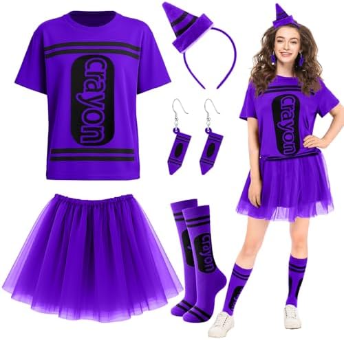 7 Pcs Crayon Costume Set for Adults Women