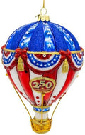 Kurt Adler Bellissimo Glass Red, White & Blue Hot Air Balloon Ornament