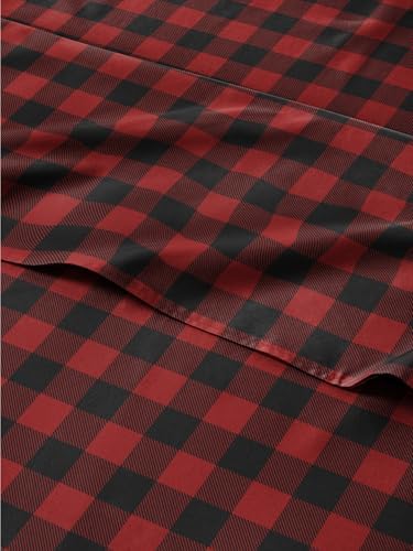 Christmas Sheet Set, Buffalo Plaid, Holiday Xmas Bedding Set - Queen Size