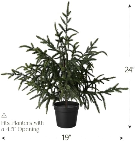 Christmas Decorations - 24" Real Touch Artificial Pine Tree in Black Pot