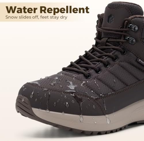 FitVille Men's Winter Boots Extra Wide, Water Resistant with Side Zipper, Non-Slip Warm Insulated Snow Outdoor Boots, Easy On/Off Comfortable