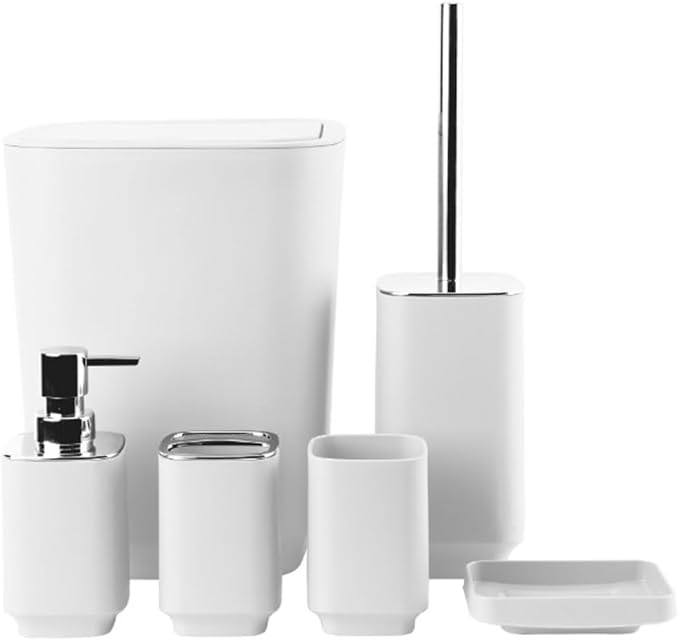 Mouthwash Cup Toothbrush Holder Trash Can Toilet Brush Bathroom Storage Toiletry Set