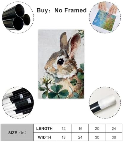 JDBeehpy Oil Painting Art Animal (Unframed, Canvas Only) Wall Decoration Rabbits Alfalfa Plants Printed Posters Farmhouses Rural Cottages Living Rooms Gifts for Her or Him 16x24inch(40x60cm)