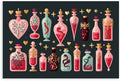 JDBeehpy Witchy Potion Bottles Hearts Canvas Wall Art Unframed 8x12inch