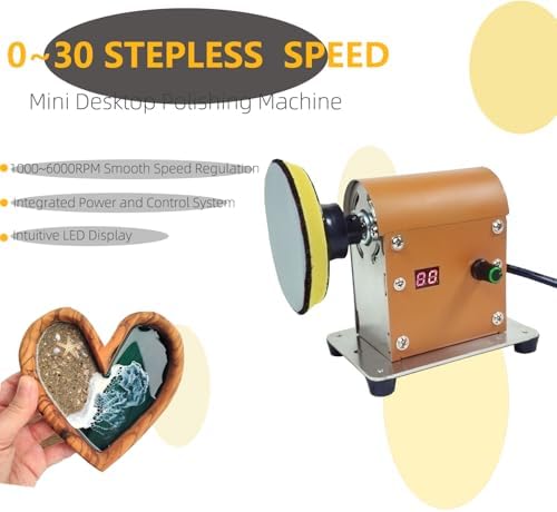 Electric Resin Polishing Machine, Resin Sanding and Polishing Kit, 100W Adjustable Speed&Low Noise with 28 PCS Wet and Dry dual-use Sandpaper for Wood, Jewel, and Metal Polishing,DIY Crafts