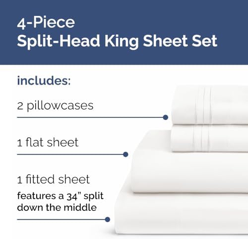 Flex Top Split Head King 4 Piece Sheet Set - Soft & Cooling - Antique White