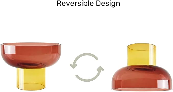 Cloudnola Reversible Decorative Glass Bowl, Pink and Yellow, 7" dia x 5", For Entertaining, Fruit Bowl, Centerpiece Bowl, Ideal Gift for Weddings, Birthday, Anniversary or Any Occasion