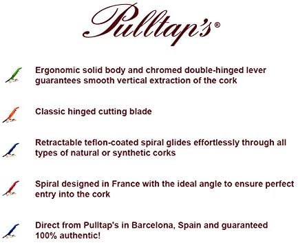 Pulltap's Genuine Classic 500 Waiter's Corkscrew – Double-Hinged Wine Key with Hinged Foil Cutter – Patented Design – Made in Spain – Yellow (Amarillo)