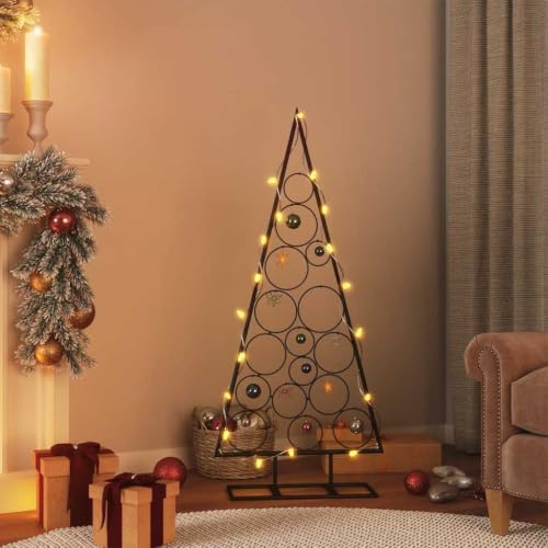 Metal Christmas Tree, Modern DIY Holiday Decor, Black, 49.2 in
