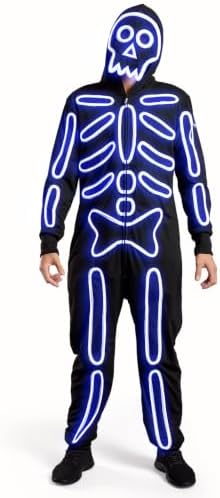 Tipsy Elves Men's Halloween Skeleton Costume Hooded Jumpsuit Adult Onesie