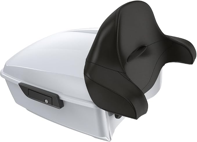 Advanblack Road Glide Tour Trunk Pack White Onyx Pearl King Tour Trunk Pack Luggage +Wrap-Around Backrest Pad for '97-'25 Harley Touring Road King Street Glide Electra Glide CVO models
