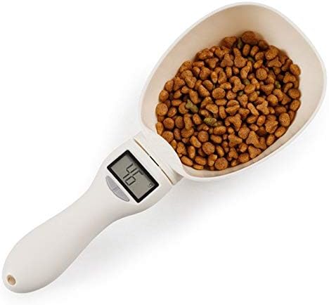 Dog Food Scale Cup Cat Food Bowl Kitchen Scale Bowl Spoon Measuring Cup Portable LED Display White