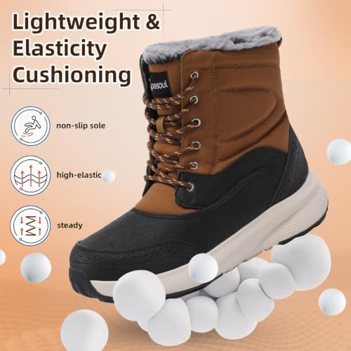 Spesoul Snow Boots for Men Winter Boots Warm Wide Waterproof Lightweight