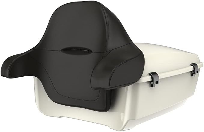 Advanblack Road Glide Tour Trunk Pack Birch White King Tour Trunk Pack Luggage +Wrap-Around Backrest Pad for '97-'25 Harley Touring Road King Street Glide Electra Glide CVO models