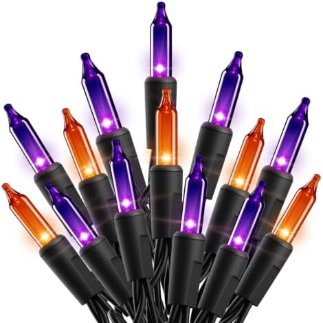 Minetom Halloween String Lights Orange & Purple 100 Count 20 Feet