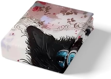 Black Cat Sheet Set,Kids Red Rose Bed Sheets Set,Cartoon Cat Bedding Set for Boys Teens Sheets Soft Room Decor Twin Size(1 Flat Sheet+1 Fitted Sheet+1 Pillowcase)