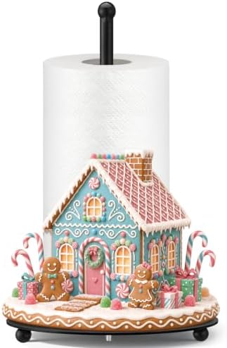 Christmas Paper Towel Holder Pink Gingerbread House Kitchen Decor
