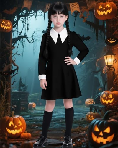 Girls Halloween Costume Kids Princess Black Dress for Family Cosplay Outfit
