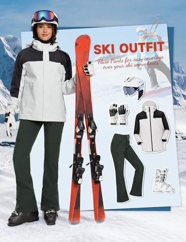 Moosehill Women's Snow Ski Pants : Water Resistant Fleece Lined Flare Fit
