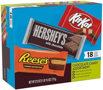 HERSHEY'S, KIT KAT and REESE'S Assorted Milk Chocolate Candy Variety Box, 27.3 oz, (Pack of 108)