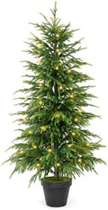 4FT Norfolk Pine Tree with Lights, Artificial Christmas Tree for Xmas Decor