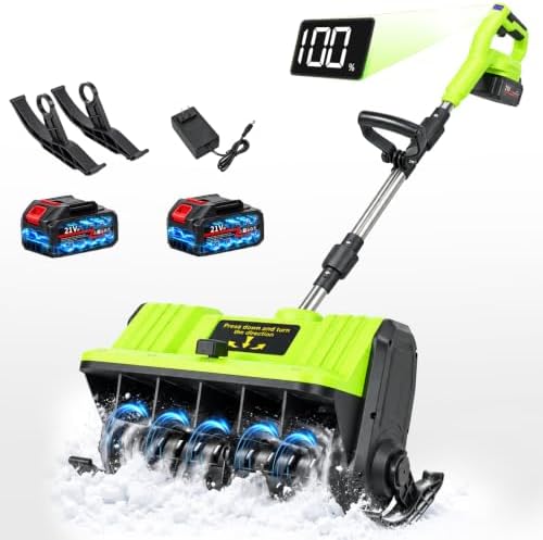Electric Snow Blower, Cordless Snow Shovel, 2 Batteries, 10-Inch Width