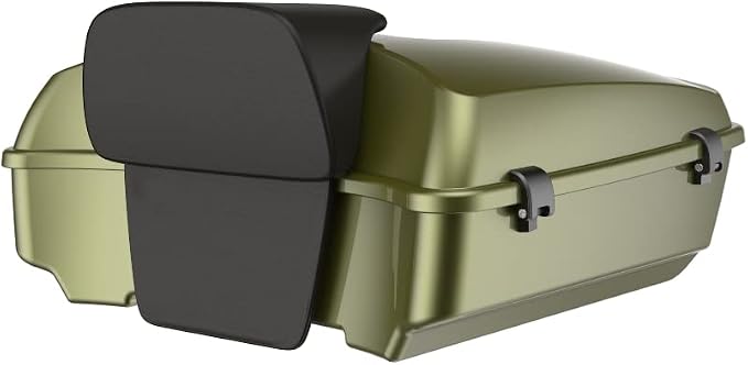 Advanblack Road Glide Tour Trunk Pack Mineral Green Metallic Chopped Tour Trunk Pack Backrest Pad for '97-'25 Harley Touring Road King Street Glide Electra Glide CVO models