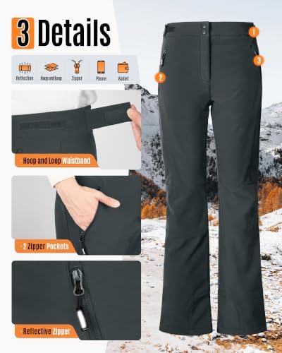 Outdoor Ventures Women's Fleece Lined Waterproof Insulated Snow Ski Pants
