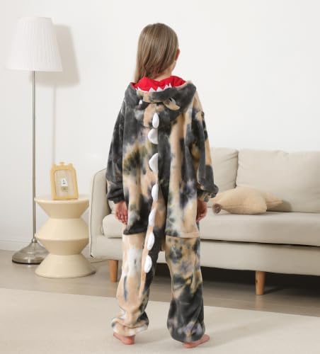 Animal Onesie Pajamas for Kids, Soft Flannel Halloween Cosplay Costume for Boys Girls