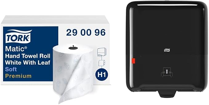 Tork Matic Soft Hand Towel Roll (6 Rolls) and Tork Matic Paper Towel Dispenser
