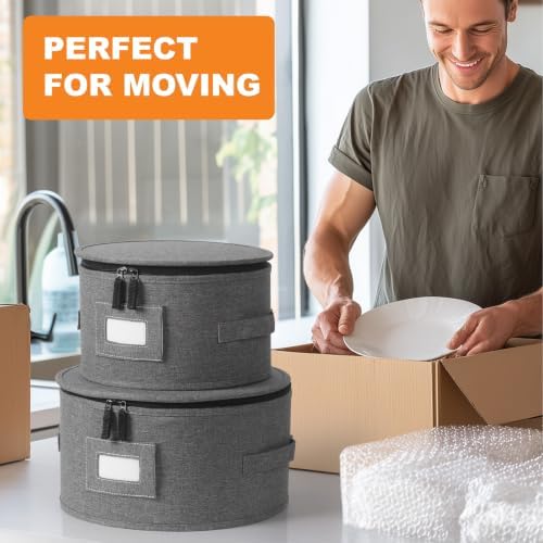 Kukikan China Storage Container, Hard Shell for Moving, 4 Pack Dish Storage