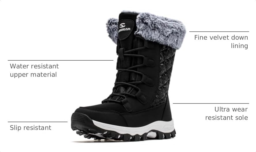 HOBIBEAR Women's Winter Snow Boots Warm Faux Fur