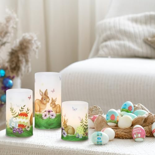 Easter Bunny Flameless Candles Battery Operated with 6 Hour Timer