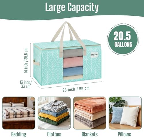 VENO Moving Bags, Wide Open Top, Clear Window, Evergreen, 6 Pack