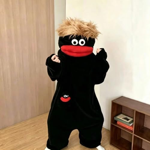 Unisex Funny Big Mouth Monster Plush Hooded Onesie Sleepwear
