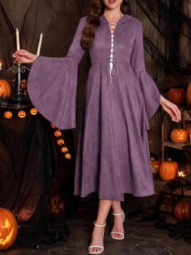 Wenrine Womens Gothic Witch Costume Renaissance Vampire Dress For Halloween