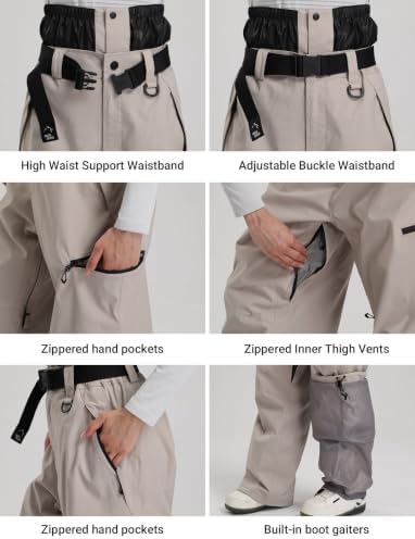 GSOU SNOW Mens Snow Ski Pants Baggy Womens Snowboard Pants Waterproof