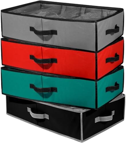 Preboun 4 Pack Christmas Nutcracker Storage Box Clear Top,Multicolor