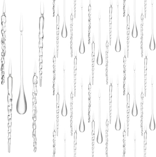 Syhood 100 Pcs Crystal Christmas Tree Ornaments, Icicle Waterdrop