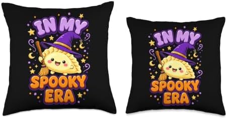 Squishy Dumpling in My Spooky Era Cute Witch Halloween Girls Throw Pillow