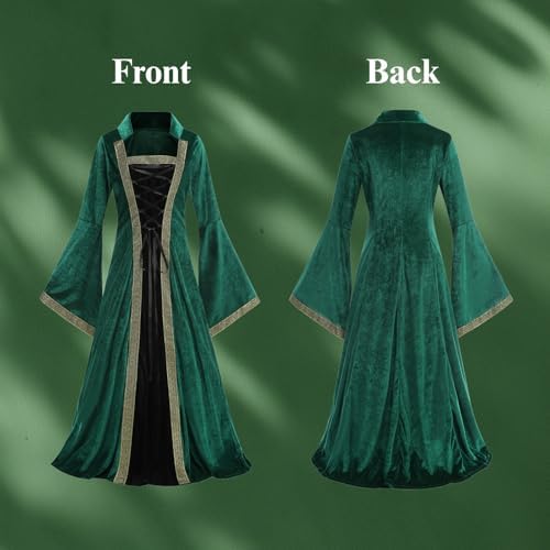 Colorful House Women Hooded Medieval Renaissance Dress Halloween for Adult