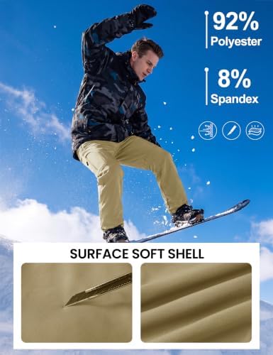 MAGCOMSEN Men's Ski Snow Pants Waterproof Fleece Lined Winter Hiking Pants